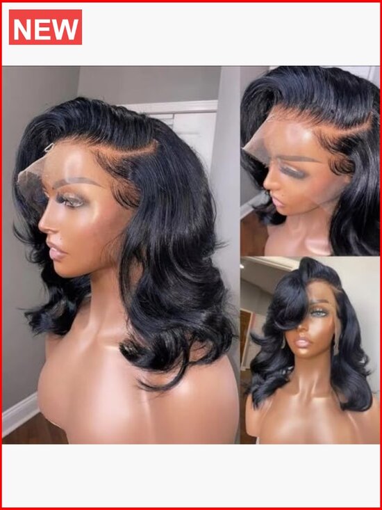 14 Inch Bob Wig Human Hair 13x4 Body Wave Lace Front Wigs 180 Density Glueless